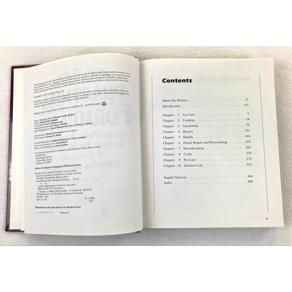 Rodale's Book of Practical Formulas DIY Home Workshop Guide ISBN 0878579796 Vtg.
